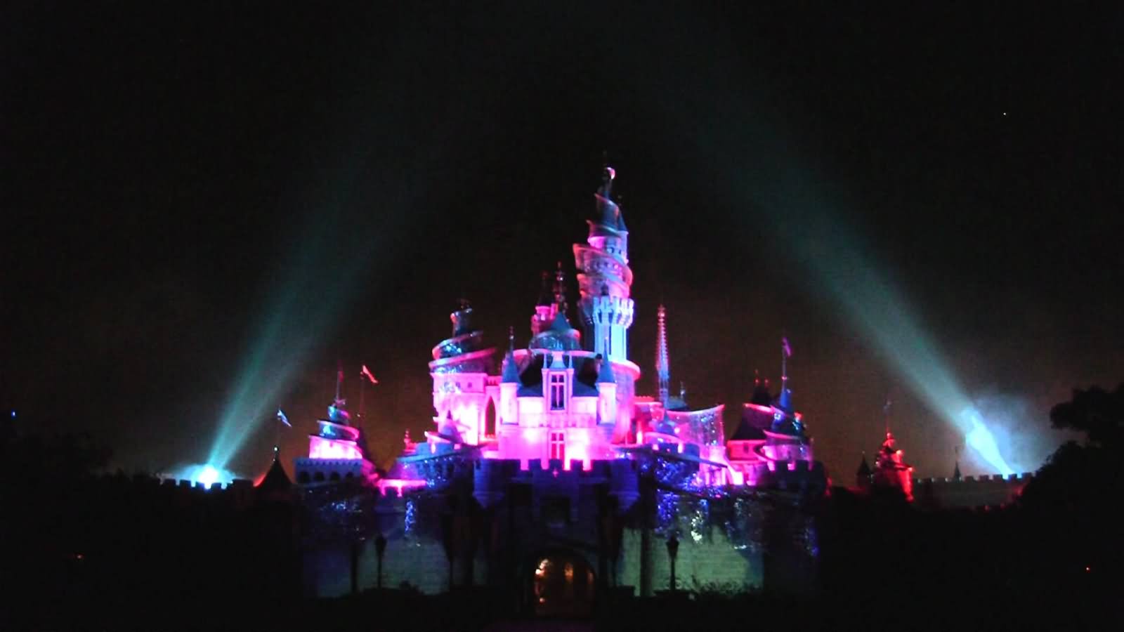 The Hong Kong Disneyland Illuminated At Night