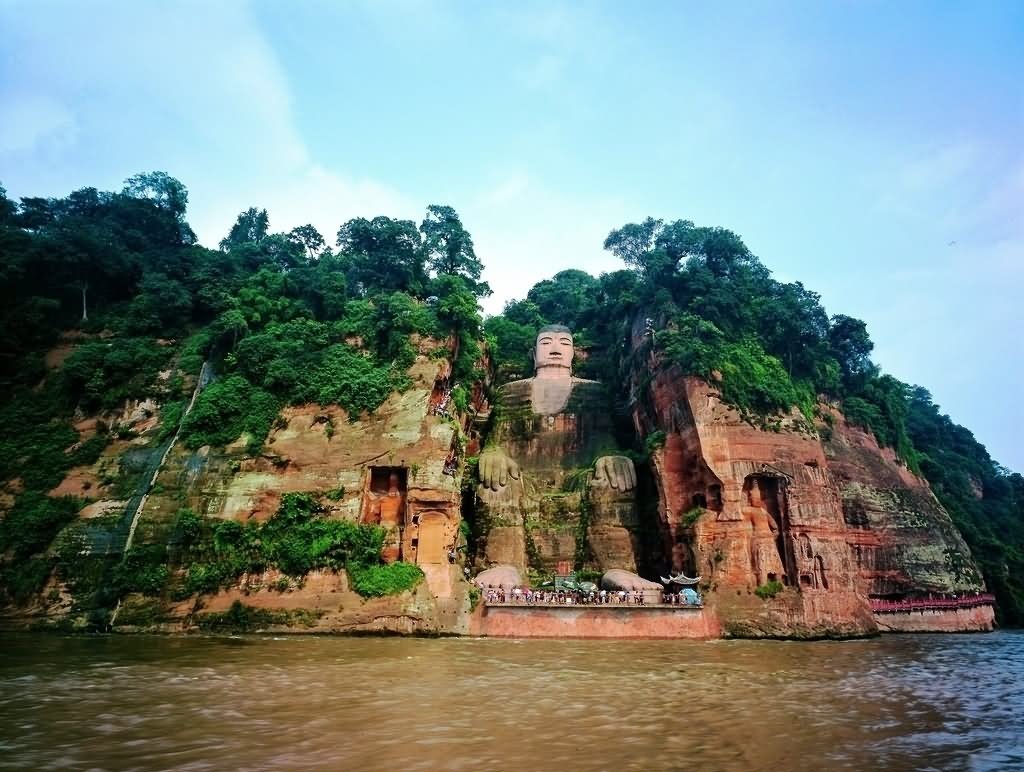 The Leshan Giant Buddha Statue On The Bank Of Minjiang River In China