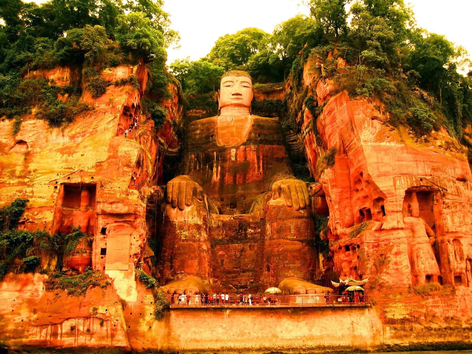 The Leshan Giant Buddha Statue Seen From The Front