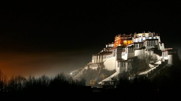 The Potala Palace Is Illuminates At Night