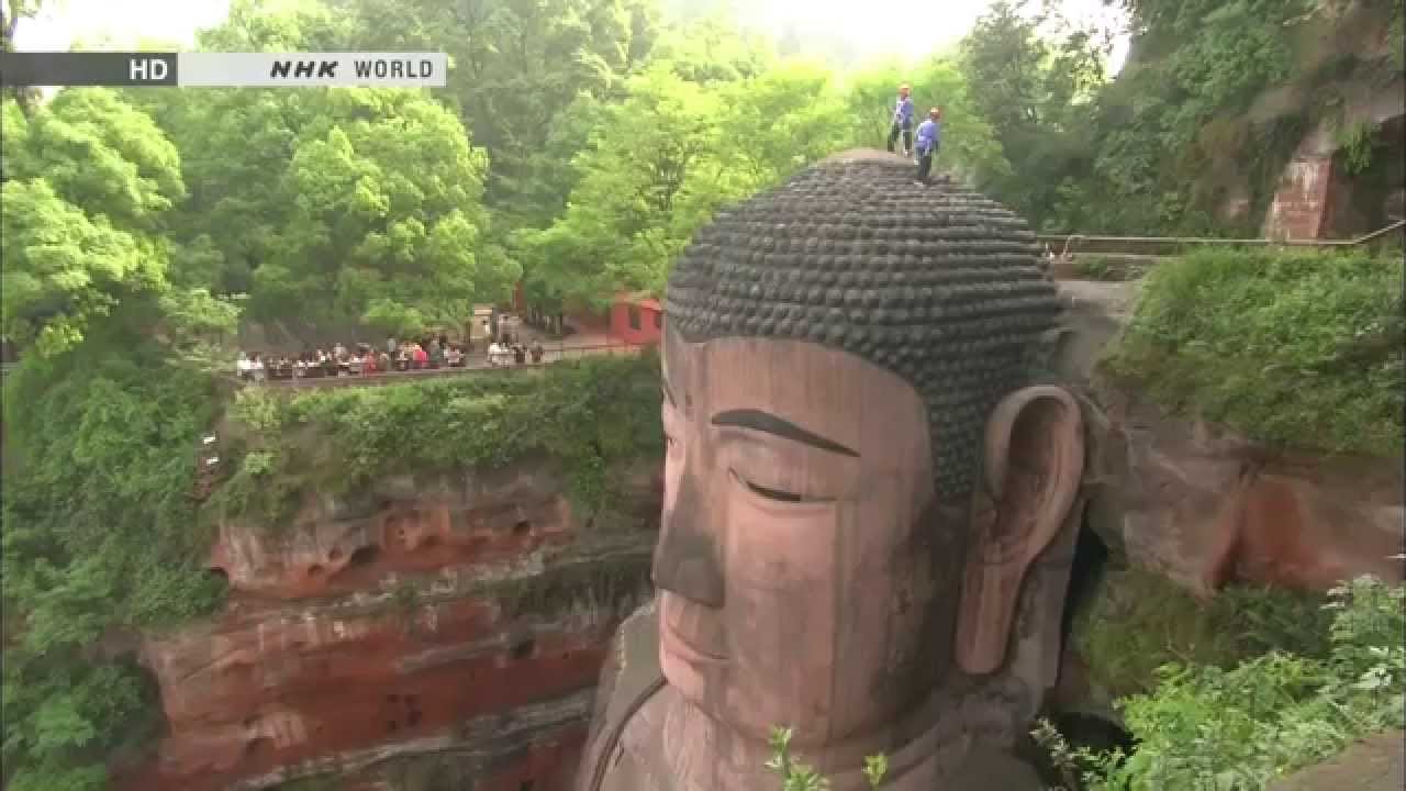 Two Workers On The Head Of Leshan Giant Buddha