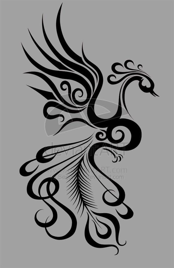 Unique Girly Phoenix Tattoo Stencil By Kaitlin