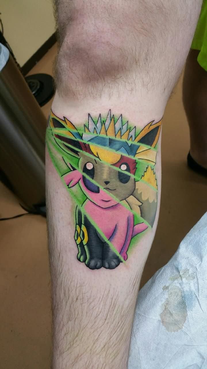 Unique Pokemon Tattoo Design For Leg