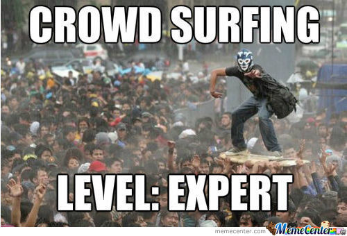Very Funny Crowd Surfing Meme Picture For Whatsapp