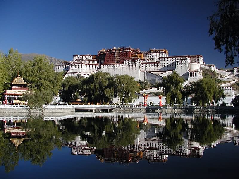 Water Pond In Front Of Potala Palace In Tibet
