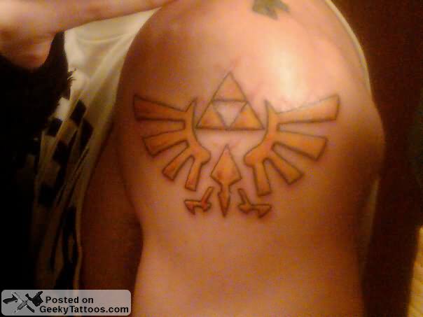 Zelda Crest Tattoo On Shoulder