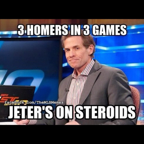 3 Homers In 3 Games Jeter's On Steroieds Funny Wtf Meme Image
