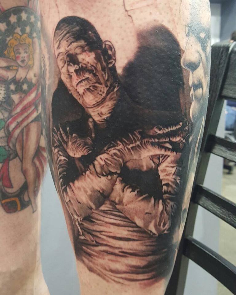 3D Horror Tattoo On Thigh by Claytonhowell