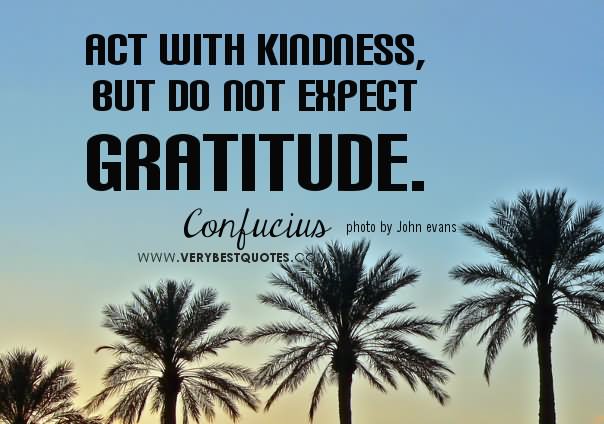 Act with kindness, but do not expect gratitude.  - Confucius