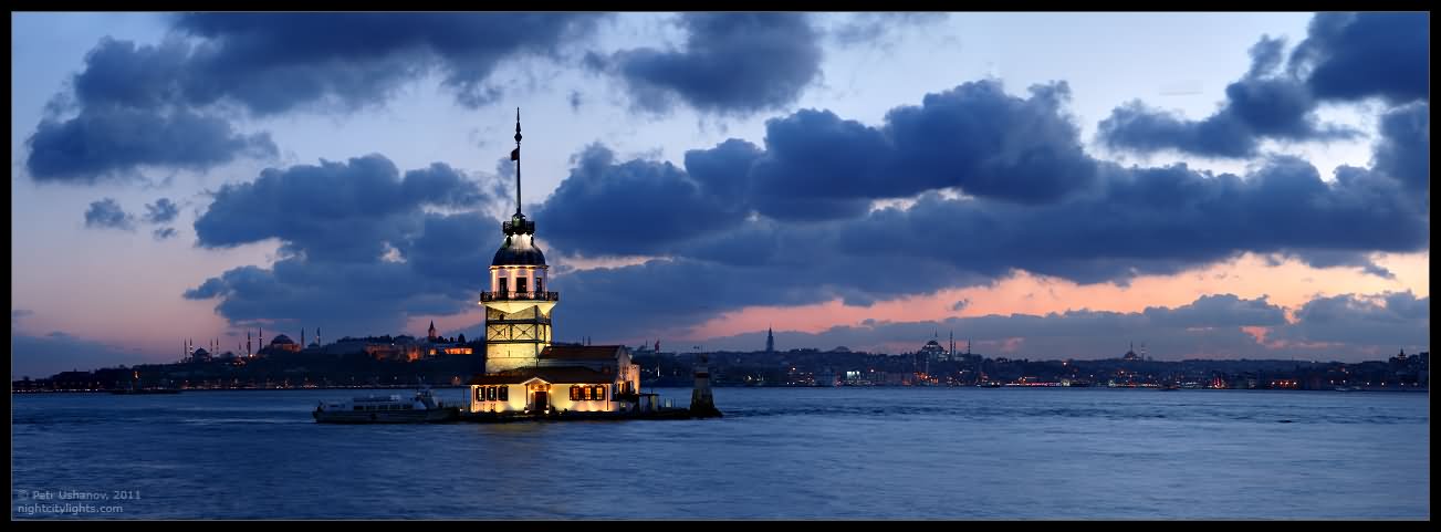 Adorable View Of The Maiden's Tower With Black Clouds
