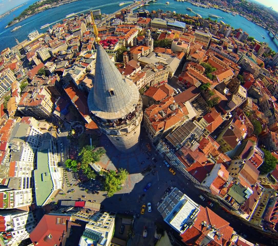 Aerial View Image of The Galata Tower In Istanbul