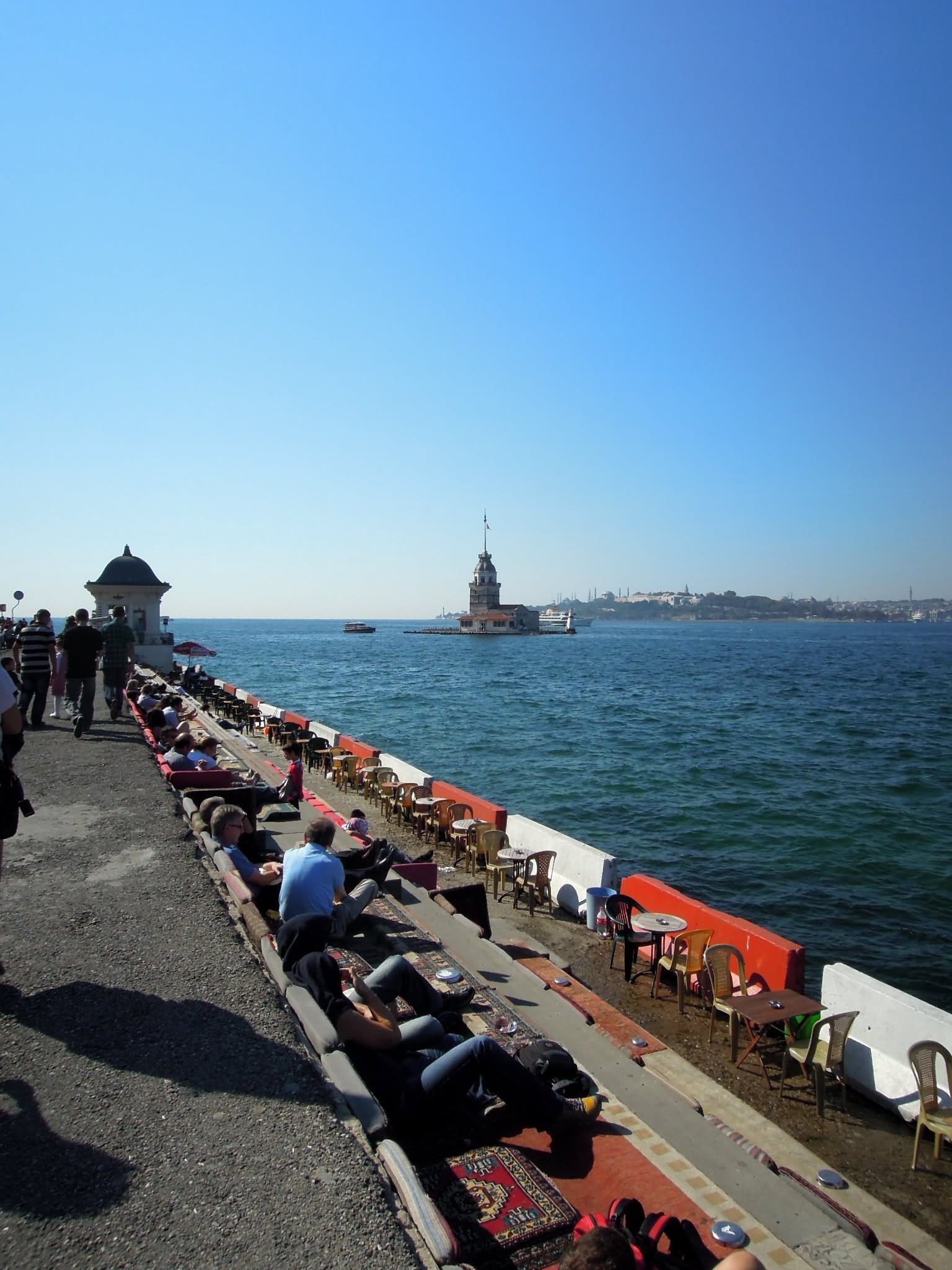 Along The Walkway To The Maiden's Tower In Istanbul