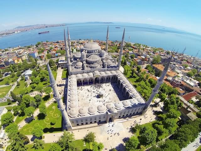 Amazing Aerial View Of The Blue Mosque In Istanbul