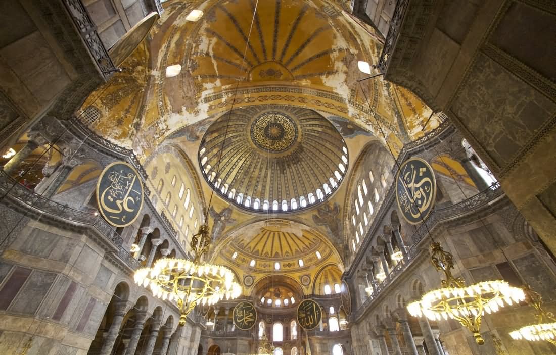 Amazing Chandelier Inside The Hagia Sophia In Istanbul