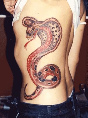 Amazing Cobra Tattoo On Side Rib