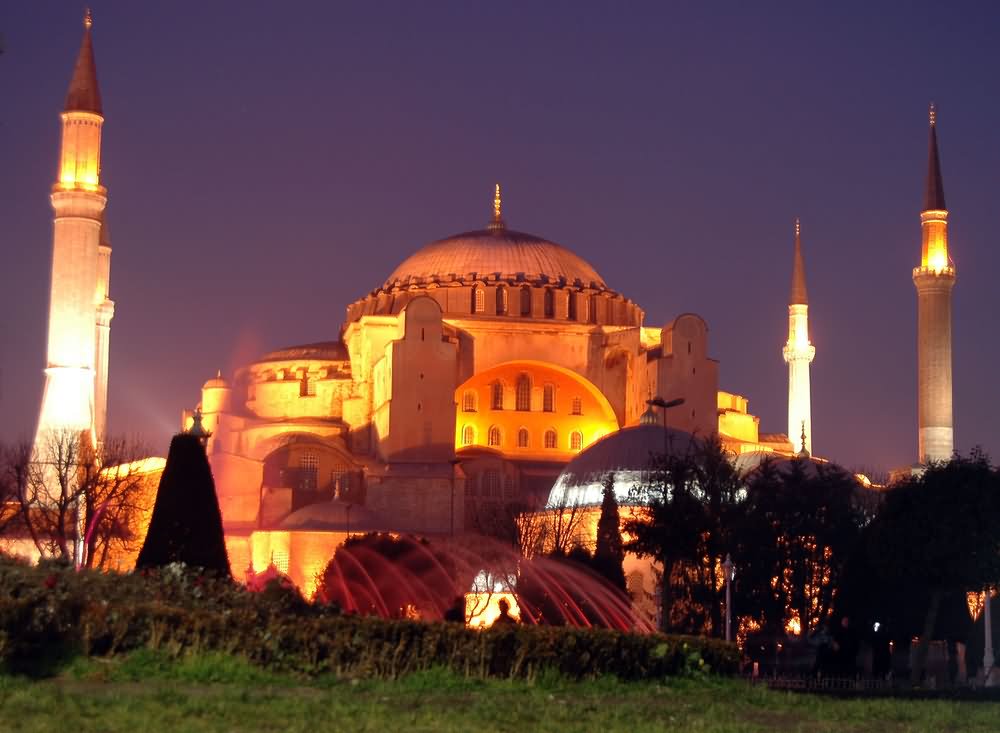Amazing Night View Of The Hagia Sophia, Istanbul