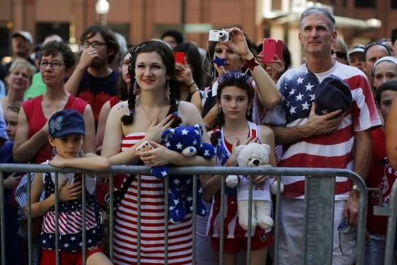 American People Taking Part In United States Independence Day Parade