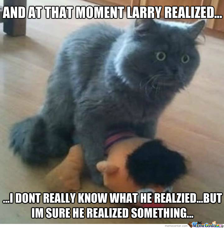 And At That Moment Larry Realized Funny Puppet Meme Image