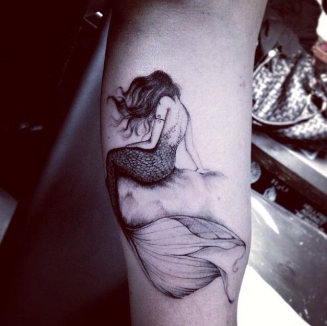 Aquarius Mermaid Tattoo On Inner Bicep