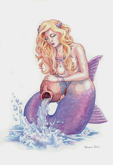 Beautiful Aquarius Mermaid Tattoo Design