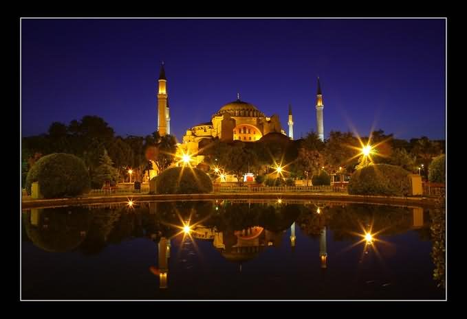 Beautiful Hagia Sophia Illuminated At Night