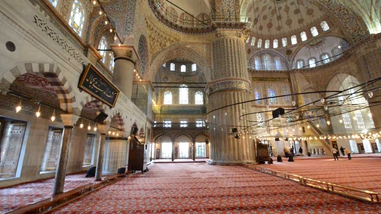 Beautiful Hall Inside The Blue Mosque, Istanbul