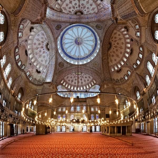 Beautiful Interior View Of The Blue Mosque, Istanbul