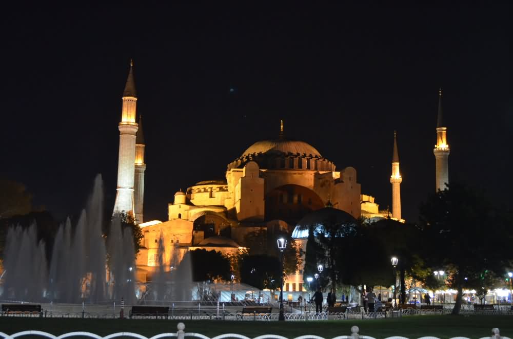 Beautiful Night Picture Of The Hagia Sophia