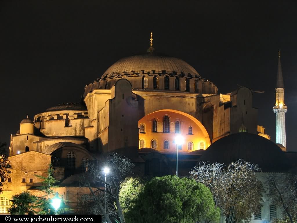 Beautiful Night View Of The Hagia Sophia, Istanbul