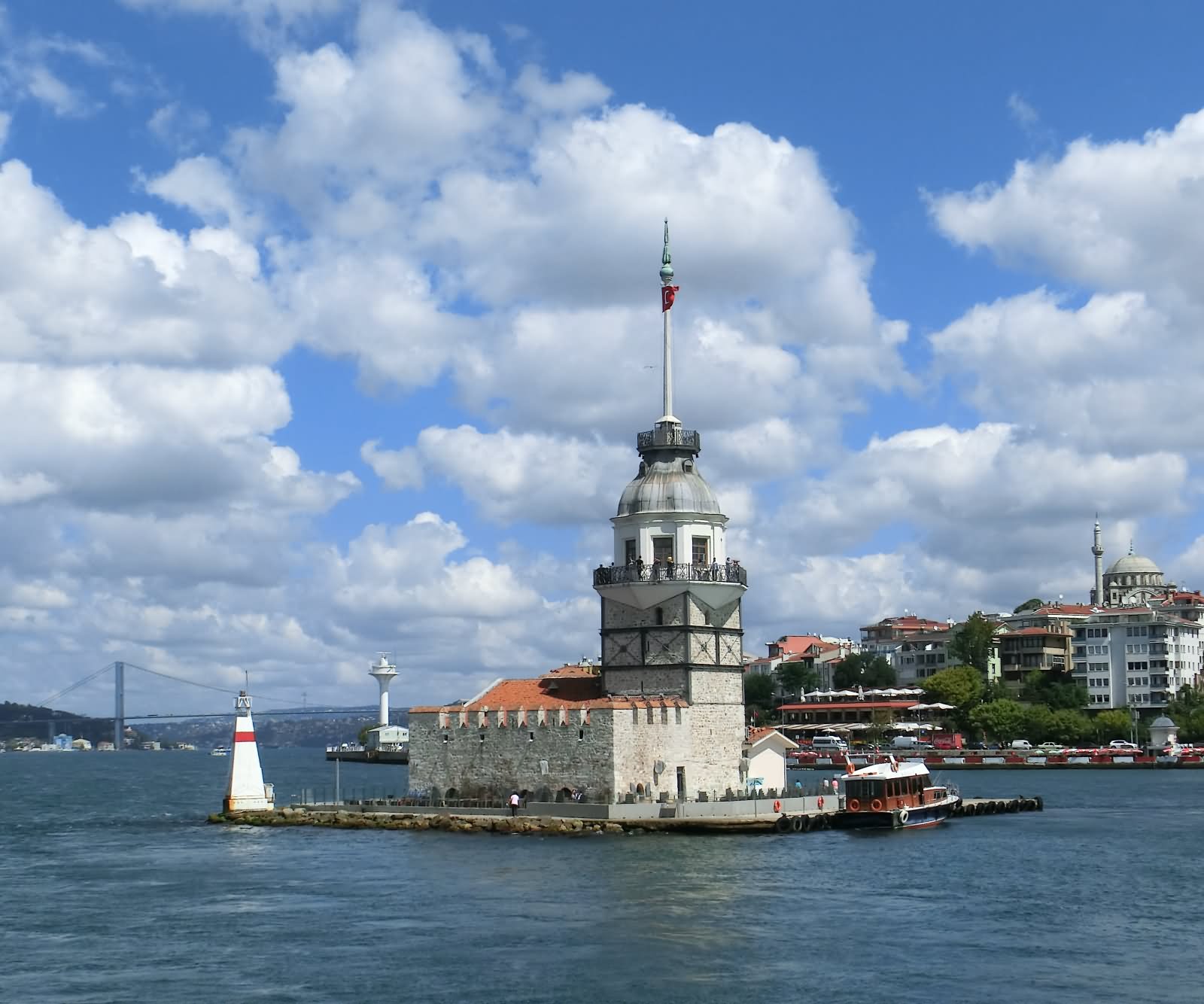 Beautiful Sunny Day View Of The Maiden's Tower In Istanbul