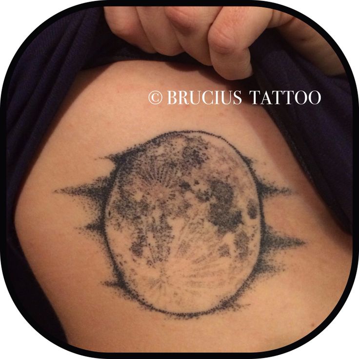 Black And Grey Moon Tattoo Design For Side Rib