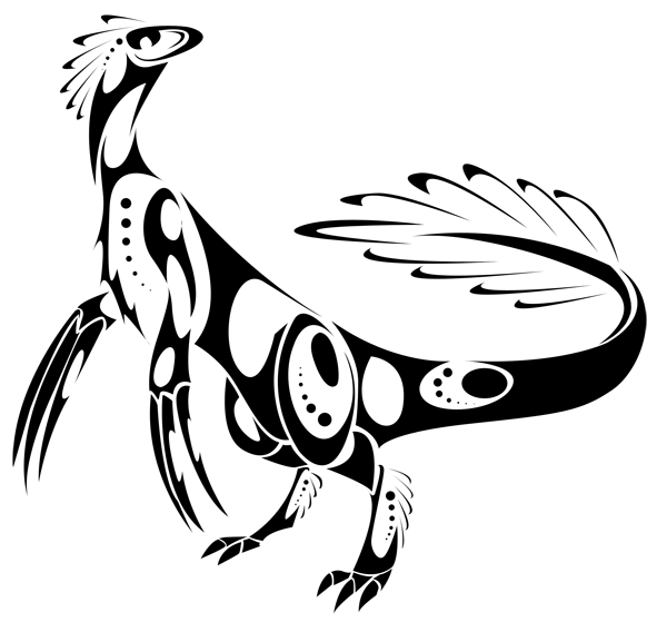 Black And White Tribal Dinosaur Tattoo Design