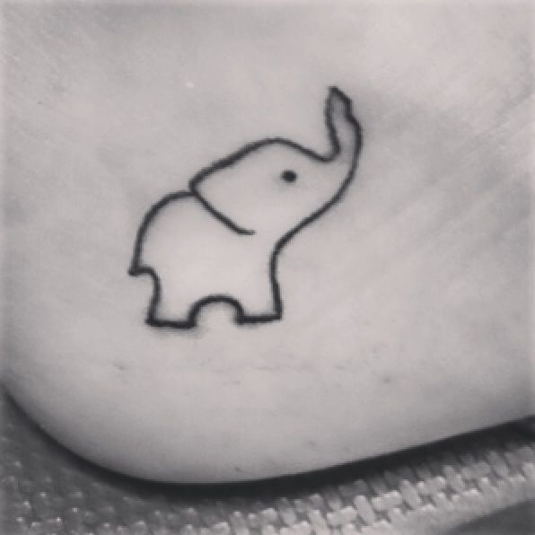 Black Outline Baby Elephant Tattoo On Ankle By Jewel