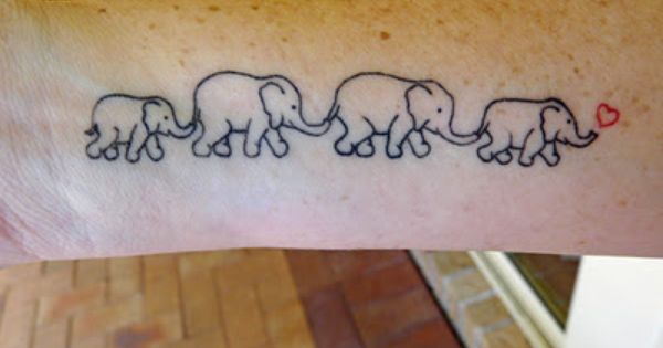 Black Outline Elephant Family Tattoo Design For Sleeve