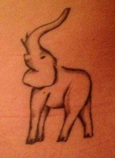 Black Outline Elephant Trunk Up Tattoo Design
