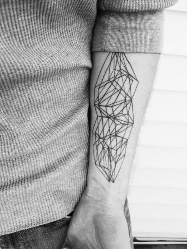 Black Outline Geometric Tattoo On Left Forearm