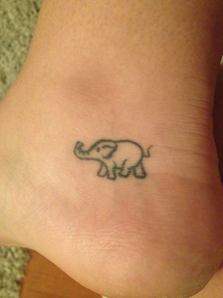 Black Outline Little Elephant Tattoo On Ankle