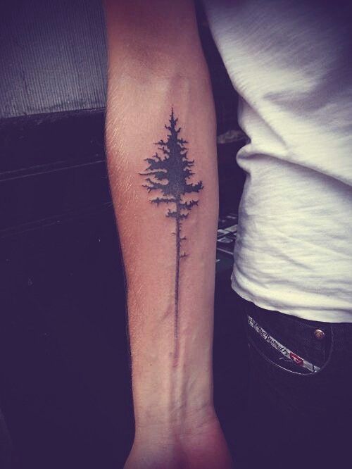 Black Tree Tattoo On Right Forearm