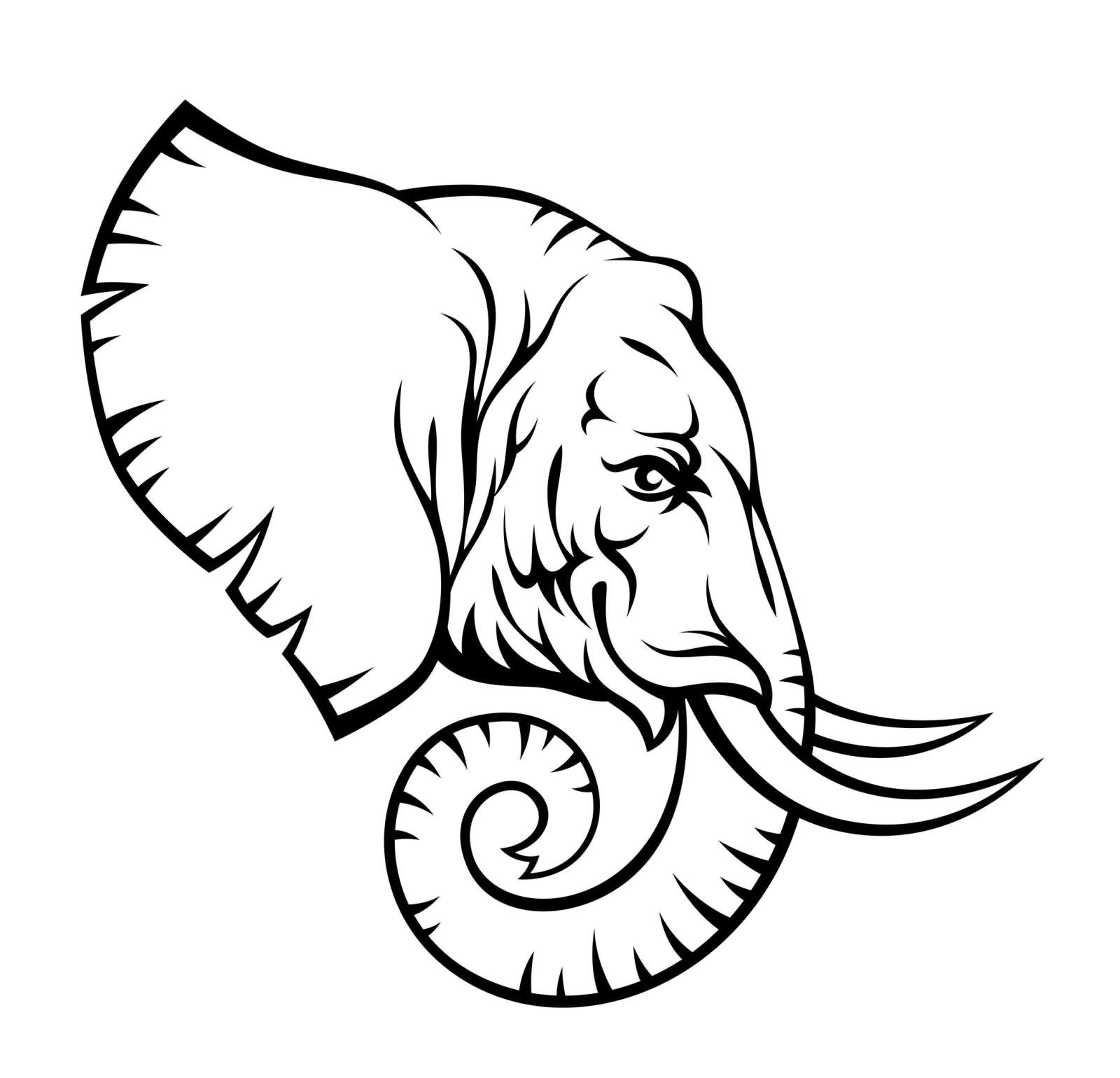Black Tribal Elephant Head Tattoo Stencil