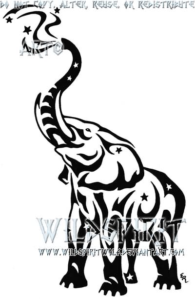 Black Tribal Elephant Tattoo Stencil By WildSpiritWolf