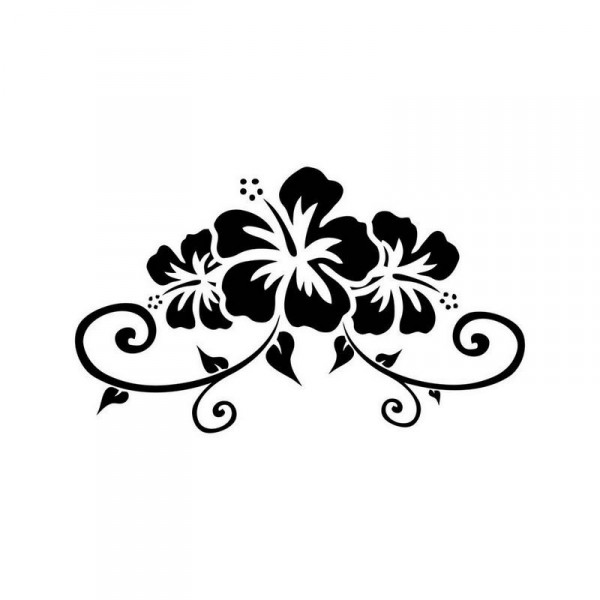 Black Tribal Hibiscus Flower Tattoo Stencil