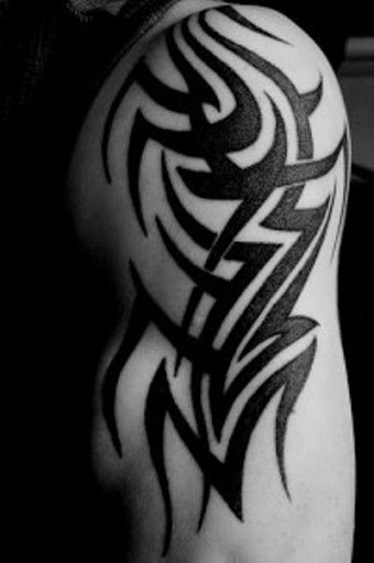 Black Tribal Tattoo On Half Sleeve