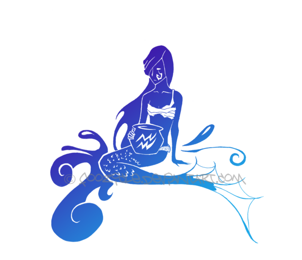 Blue Aquarius Mermaid Tattoo Design by Foozicle