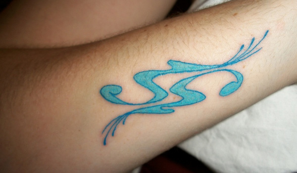 Blue Aquarius Tattoo On Arm
