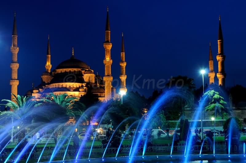 Blue Mosque At Night