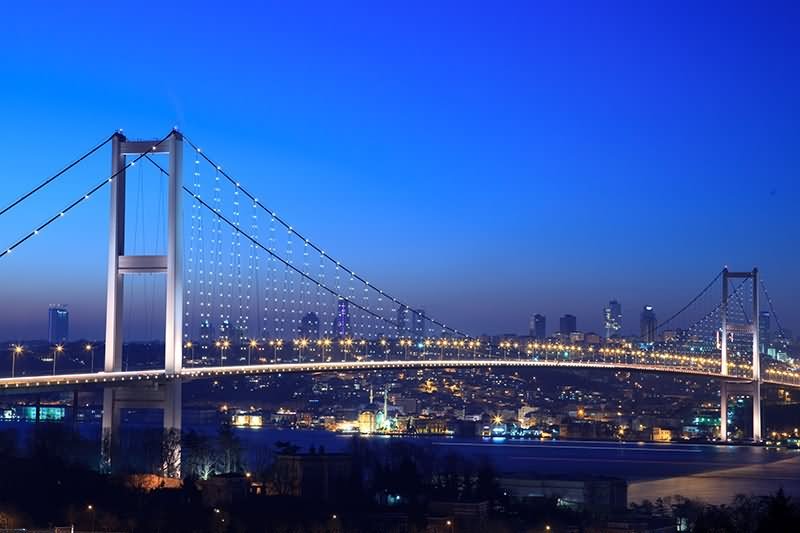 Bosphorus Bridge With Night Lights