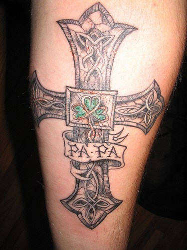 Celtic Cross With Banner Tattoo Design For Forearm