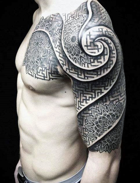 Celtic Spiral Tattoo On Half Sleeve For Men