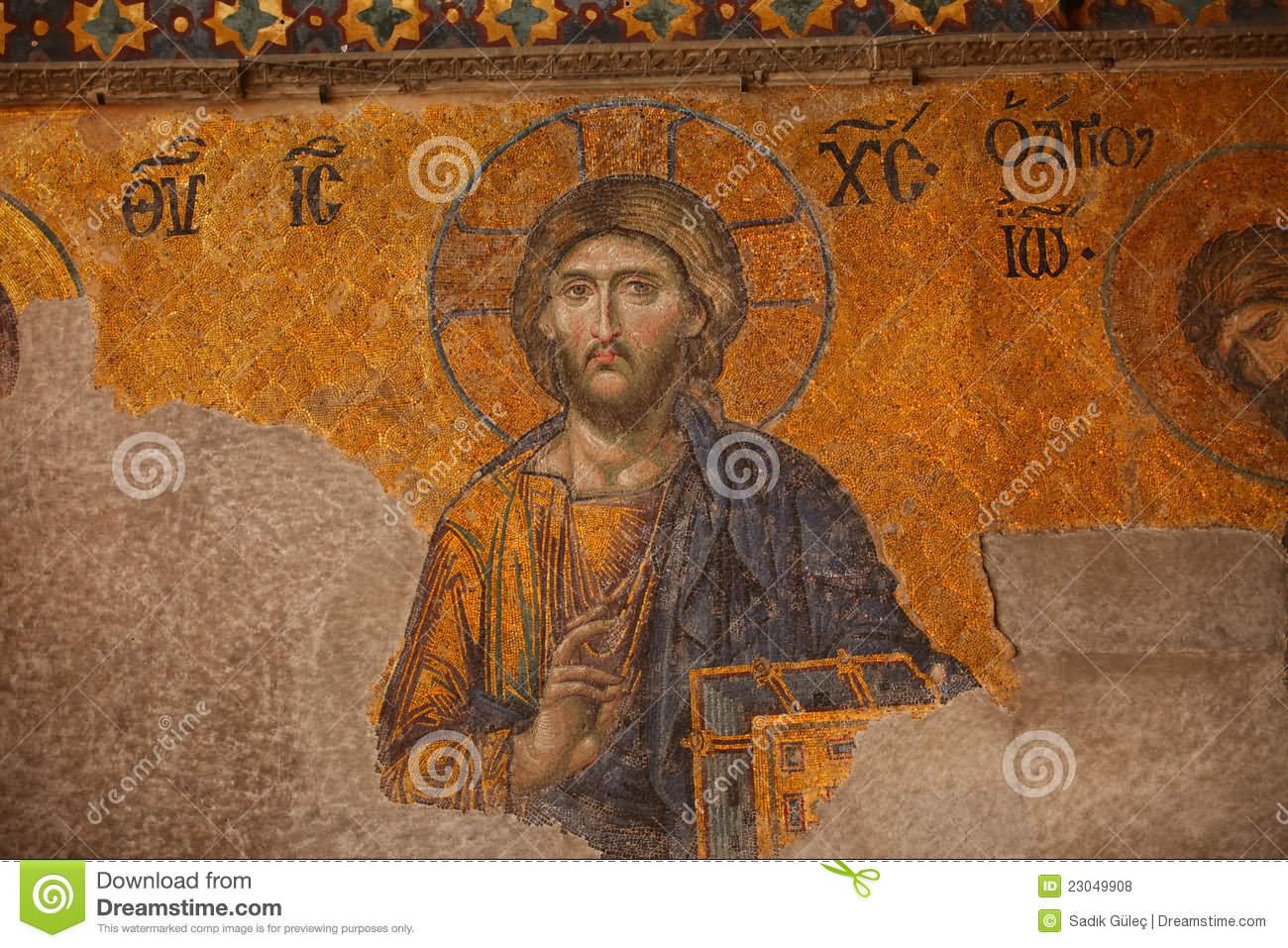 Christ Pantocrator Mosaic Inside Hagia Sophia Museum