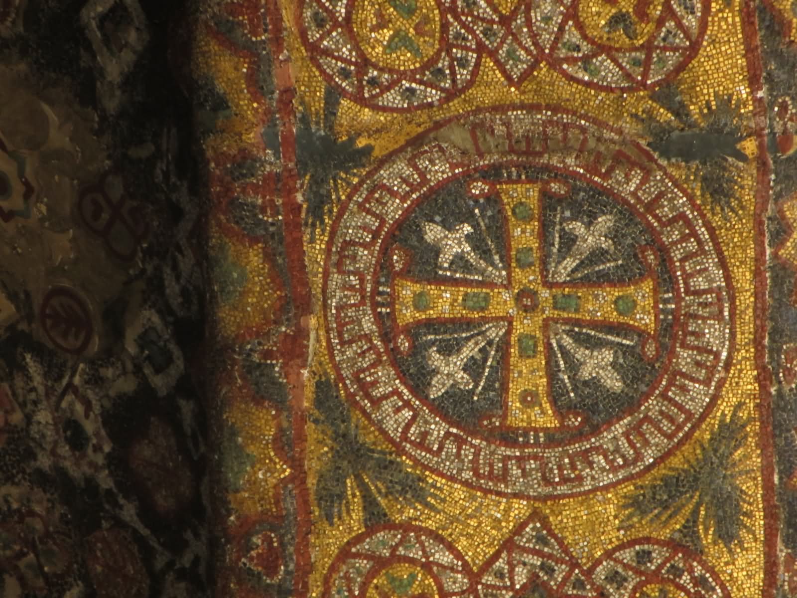Christianity Sign Cross Mosaic Inside The Hagia Sophia Church